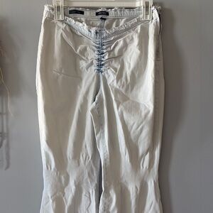 Wild Fable White wash Flare Wide Leg denim Jeans with ruched detail and side zip
